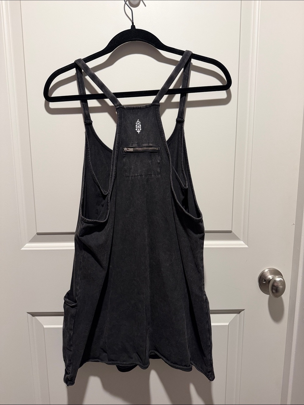 FP Movement by Free People Hot Shot Romper Washed Black with Pockets - Picture 2 of 2